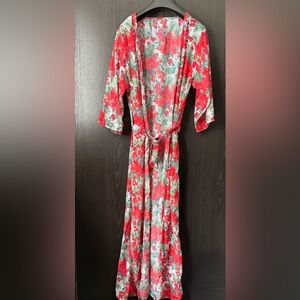 Floral Red Kimono Robe